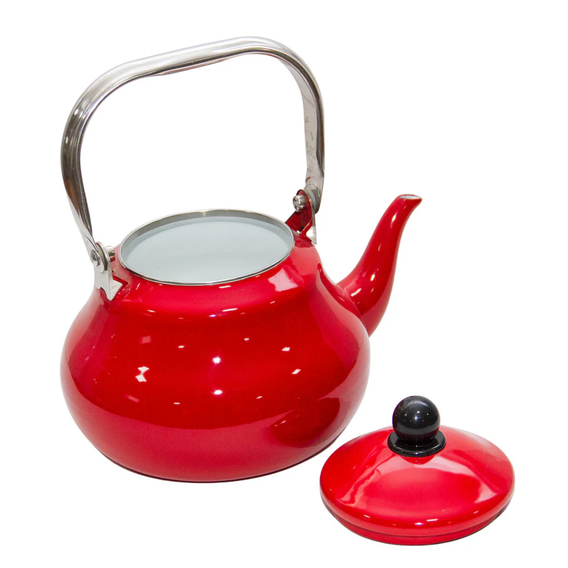 tetera roja enlozada
